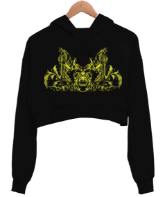 kurukafa-skull kadın crop hoodie kapüşonlu sweatshirt Kadın Crop Hoodie Kapüşonlu Sweatshirt