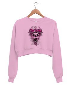 kurukafa-skull kadın crop sweatshirt Kadın Crop Sweatshirt