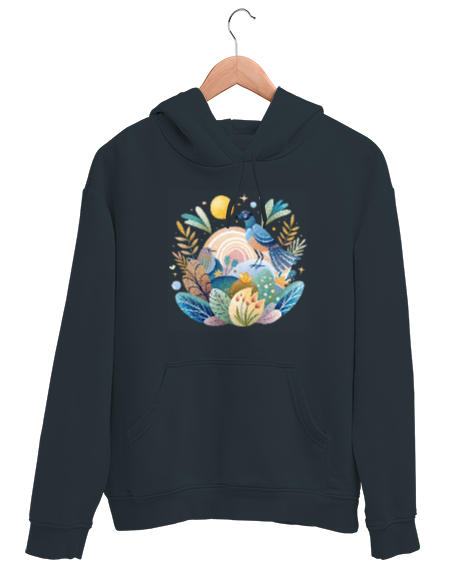 Tisho - Kuşlar - Güvercin - Kumru Füme Unisex Kapşonlu Sweatshirt