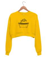 Küvetteki Balık - Fish Sarı Kadın Crop Sweatshirt - Thumbnail