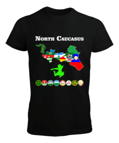 Kuzey Kafkasya ülkeleri haritası,Kuzey Kafkasya ülkelerinin bayrakları. Erkek Tişört