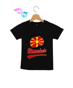 Kuzey Makedonya,Makedonya,Makedonya Bayrağı,Makedonya logosu,Macedonia flag. Siyah Çocuk Unisex