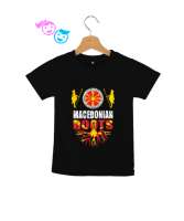 Kuzey Makedonya,Makedonya,Makedonya Bayrağı,Makedonya logosu,Macedonia flag. Siyah Çocuk Unisex - Thumbnail