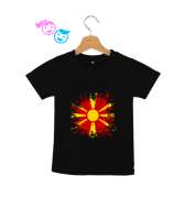 Kuzey Makedonya,Makedonya,Makedonya Bayrağı,Makedonya logosu,Macedonia flag. Siyah Çocuk Unisex - Thumbnail