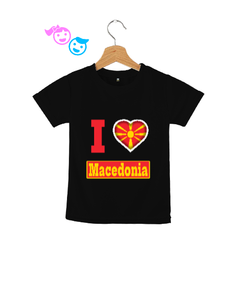 Tisho - Kuzey Makedonya,Makedonya,Makedonya Bayrağı,Makedonya logosu,Macedonia flag. Siyah Çocuk Unisex