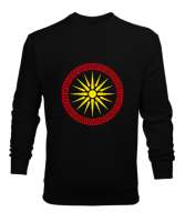 Kuzey Makedonya,Makedonya,Makedonya Bayrağı,Makedonya logosu,Macedonia flag. Siyah Erkek Sweatshirt - Thumbnail