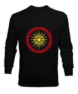 Kuzey Makedonya,Makedonya,Makedonya Bayrağı,Makedonya logosu,Macedonia flag. Siyah Erkek Sweatshirt