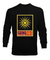 Kuzey Makedonya,Makedonya,Makedonya Bayrağı,Makedonya logosu,Macedonia flag. Siyah Erkek Sweatshirt - Thumbnail