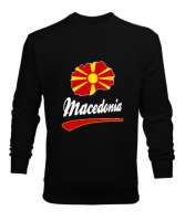 Kuzey Makedonya,Makedonya,Makedonya Bayrağı,Makedonya logosu,Macedonia flag. Siyah Erkek Sweatshirt - Thumbnail