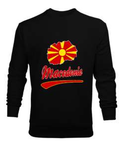 Kuzey Makedonya,Makedonya,Makedonya Bayrağı,Makedonya logosu,Macedonia flag. Siyah Erkek Sweatshirt