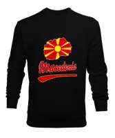 Kuzey Makedonya,Makedonya,Makedonya Bayrağı,Makedonya logosu,Macedonia flag. Siyah Erkek Sweatshirt - Thumbnail