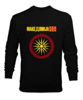 Kuzey Makedonya,Makedonya,Makedonya Bayrağı,Makedonya logosu,Macedonia flag. Siyah Erkek Sweatshirt - Thumbnail