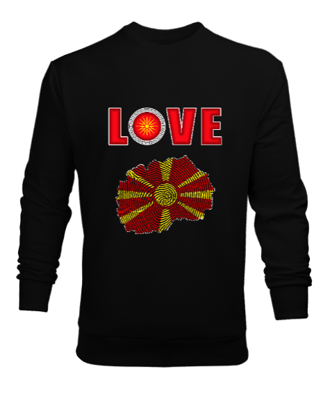 Tisho - Kuzey Makedonya,Makedonya,Makedonya Bayrağı,Makedonya logosu,Macedonia flag. Siyah Erkek Sweatshirt