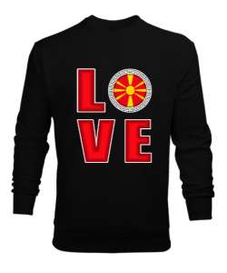 Kuzey Makedonya,Makedonya,Makedonya Bayrağı,Makedonya logosu,Macedonia flag. Siyah Erkek Sweatshirt