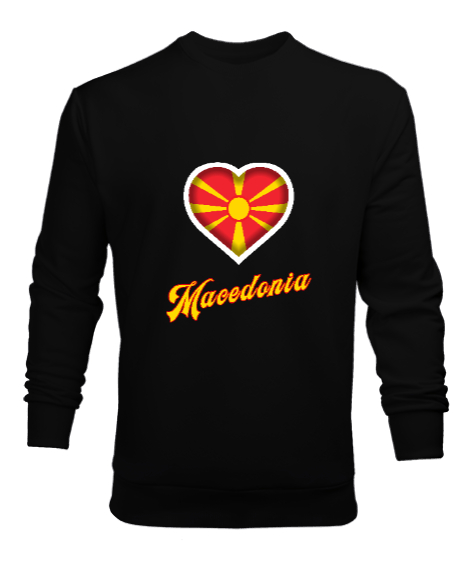 Tisho - Kuzey Makedonya,Makedonya,Makedonya Bayrağı,Makedonya logosu,Macedonia flag. Siyah Erkek Sweatshirt