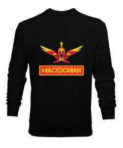 Kuzey Makedonya,Makedonya,Makedonya Bayrağı,Makedonya logosu,Macedonia flag. Siyah Erkek Sweatshirt