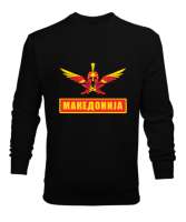 Kuzey Makedonya,Makedonya,Makedonya Bayrağı,Makedonya logosu,Macedonia flag. Siyah Erkek Sweatshirt - Thumbnail