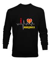 Kuzey Makedonya,Makedonya,Makedonya Bayrağı,Makedonya logosu,Macedonia flag. Siyah Erkek Sweatshirt - Thumbnail