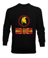 Kuzey Makedonya,Makedonya,Makedonya Bayrağı,Makedonya logosu,Macedonia flag. Siyah Erkek Sweatshirt - Thumbnail