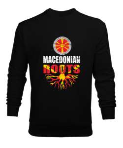 Kuzey Makedonya,Makedonya,Makedonya Bayrağı,Makedonya logosu,Macedonia flag. Siyah Erkek Sweatshirt