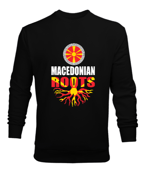 Tisho - Kuzey Makedonya,Makedonya,Makedonya Bayrağı,Makedonya logosu,Macedonia flag. Siyah Erkek Sweatshirt