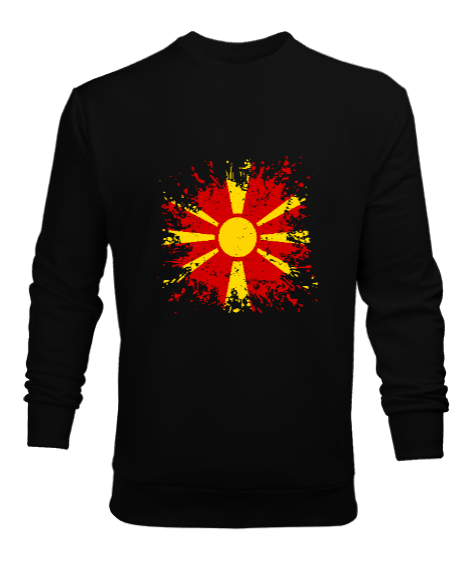 Tisho - Kuzey Makedonya,Makedonya,Makedonya Bayrağı,Makedonya logosu,Macedonia flag. Siyah Erkek Sweatshirt