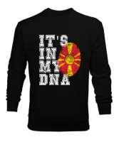 Kuzey Makedonya,Makedonya,Makedonya Bayrağı,Makedonya logosu,Macedonia flag. Siyah Erkek Sweatshirt - Thumbnail