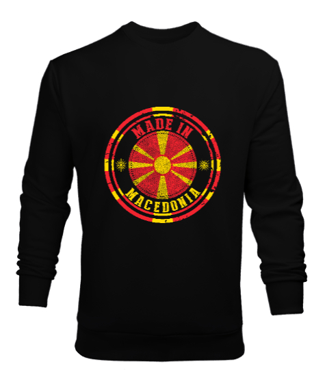 Tisho - Kuzey Makedonya,Makedonya,Makedonya Bayrağı,Makedonya logosu,Macedonia flag. Siyah Erkek Sweatshirt