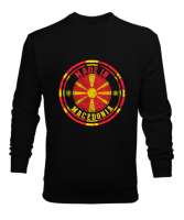 Kuzey Makedonya,Makedonya,Makedonya Bayrağı,Makedonya logosu,Macedonia flag. Siyah Erkek Sweatshirt - Thumbnail