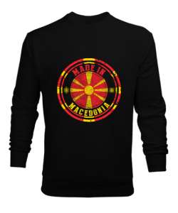 Kuzey Makedonya,Makedonya,Makedonya Bayrağı,Makedonya logosu,Macedonia flag. Siyah Erkek Sweatshirt