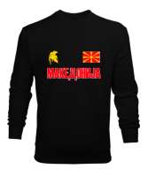 Kuzey Makedonya,Makedonya,Makedonya Bayrağı,Makedonya logosu,Macedonia flag. Siyah Erkek Sweatshirt - Thumbnail