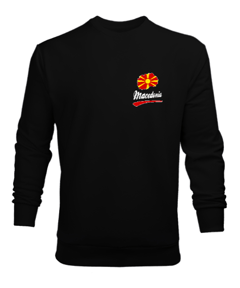 Tisho - Kuzey Makedonya,Makedonya,Makedonya Bayrağı,Makedonya logosu,Macedonia flag. Siyah Erkek Sweatshirt