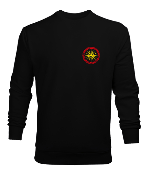 Tisho - Kuzey Makedonya,Makedonya,Makedonya Bayrağı,Makedonya logosu,Macedonia flag. Siyah Erkek Sweatshirt