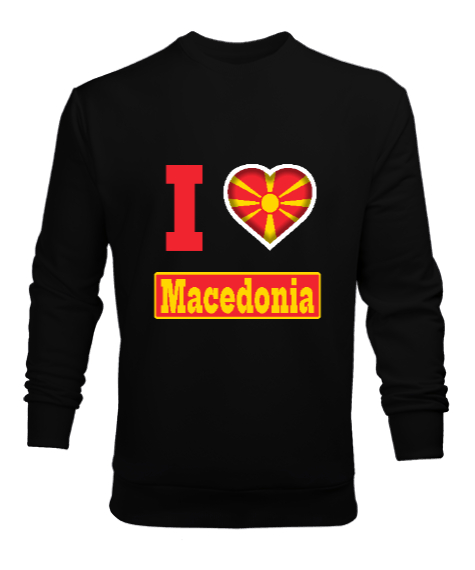 Tisho - Kuzey Makedonya,Makedonya,Makedonya Bayrağı,Makedonya logosu,Macedonia flag. Siyah Erkek Sweatshirt