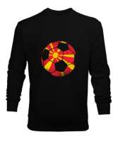 Kuzey Makedonya,Makedonya,Makedonya Bayrağı,Makedonya logosu,Macedonia flag. Siyah Erkek Sweatshirt - Thumbnail