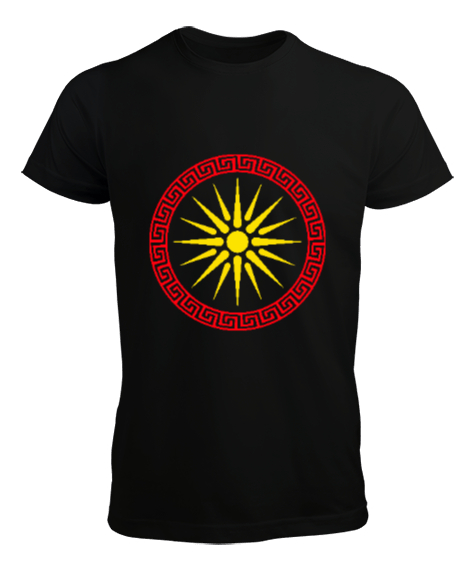 Tisho - Kuzey Makedonya,Makedonya,Makedonya Bayrağı,Makedonya logosu,Macedonia flag. Siyah Erkek Tişört