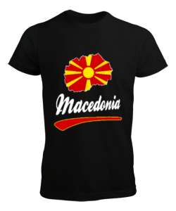 Kuzey Makedonya,Makedonya,Makedonya Bayrağı,Makedonya logosu,Macedonia flag. Siyah Erkek Tişört