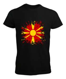 Kuzey Makedonya,Makedonya,Makedonya Bayrağı,Makedonya logosu,Macedonia flag. Siyah Erkek Tişört