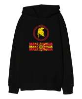 Kuzey Makedonya,Makedonya,Makedonya Bayrağı,Makedonya logosu,Macedonia flag. Siyah Oversize Unisex Kapüşonlu Sweatshirt - Thumbnail