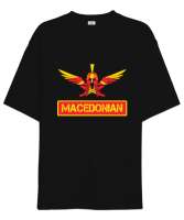 Kuzey Makedonya,Makedonya,Makedonya Bayrağı,Makedonya logosu,Macedonia flag. Siyah Oversize Unisex Tişört - Thumbnail