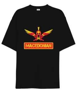 Kuzey Makedonya,Makedonya,Makedonya Bayrağı,Makedonya logosu,Macedonia flag. Siyah Oversize Unisex Tişört