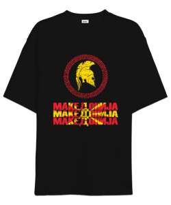 Kuzey Makedonya,Makedonya,Makedonya Bayrağı,Makedonya logosu,Macedonia flag. Siyah Oversize Unisex Tişört