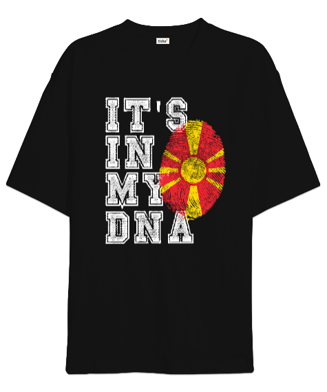 Tisho - Kuzey Makedonya,Makedonya,Makedonya Bayrağı,Makedonya logosu,Macedonia flag. Siyah Oversize Unisex Tişört