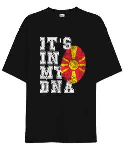 Kuzey Makedonya,Makedonya,Makedonya Bayrağı,Makedonya logosu,Macedonia flag. Siyah Oversize Unisex Tişört