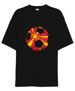 Kuzey Makedonya,Makedonya,Makedonya Bayrağı,Makedonya logosu,Macedonia flag. Siyah Oversize Unisex Tişört