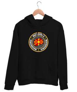 Kuzey Makedonya,Makedonya,Makedonya Bayrağı,Makedonya logosu,Macedonia flag. Siyah Unisex Kapşonlu Sweatshirt