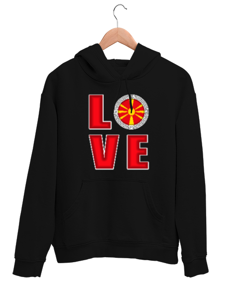 Tisho - Kuzey Makedonya,Makedonya,Makedonya Bayrağı,Makedonya logosu,Macedonia flag. Siyah Unisex Kapşonlu Sweatshirt