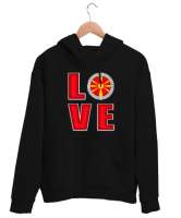 Kuzey Makedonya,Makedonya,Makedonya Bayrağı,Makedonya logosu,Macedonia flag. Siyah Unisex Kapşonlu Sweatshirt - Thumbnail