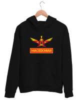 Kuzey Makedonya,Makedonya,Makedonya Bayrağı,Makedonya logosu,Macedonia flag. Siyah Unisex Kapşonlu Sweatshirt - Thumbnail