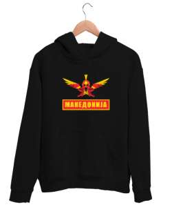 Kuzey Makedonya,Makedonya,Makedonya Bayrağı,Makedonya logosu,Macedonia flag. Siyah Unisex Kapşonlu Sweatshirt